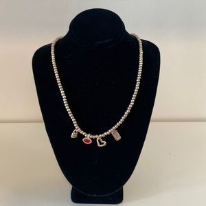 Uno de 50 silver small beaded necklace with four charms